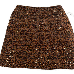 NWT Larry Levine  SZ 10 Animal Print Mini Skirt Boho Hippie Y2k Tiered Lined